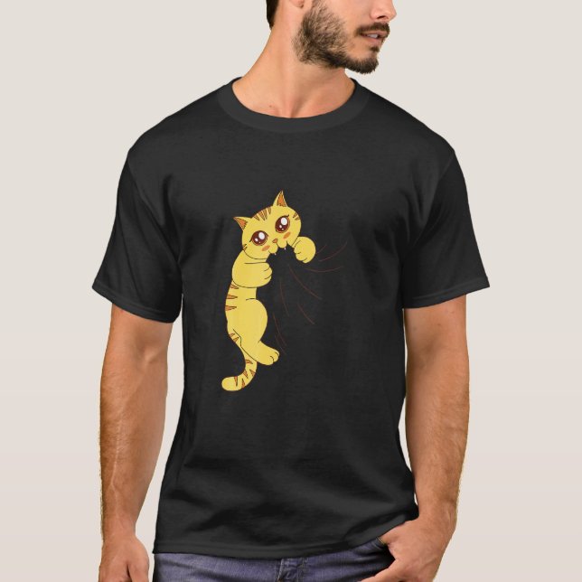 T-shirt Chat affamé mange (Devant)