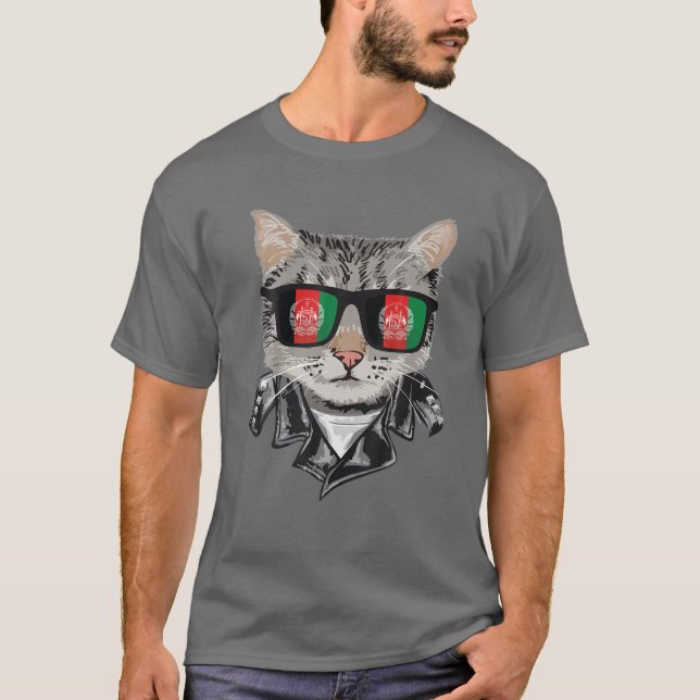 T-shirt Chat Afghanistan Drapeau Lunettes de soleil - Cool (Devant)