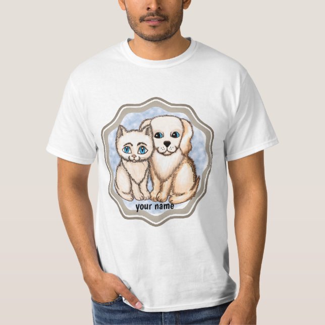 T-shirt Chat aime chien   (Devant)
