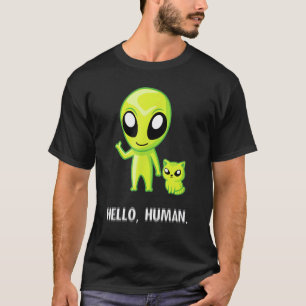 T-shirt Chat Alien Bonjour Humain Ufo Chatton
