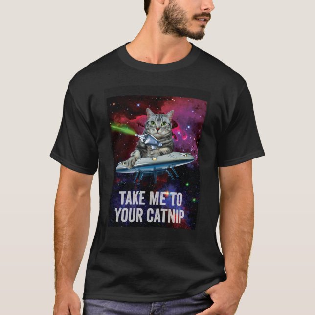 T-shirt Chat Alien de l'espace m'emmène à votre capture (Devant)