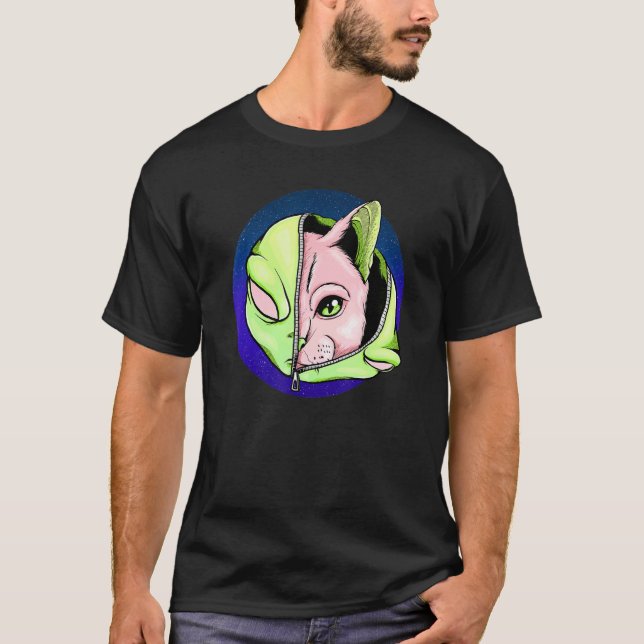 T-shirt Chat alien gothique métamorphe vaporwave (Devant)