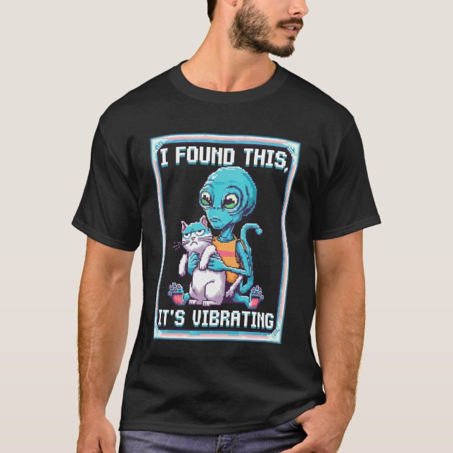 T-shirt Chat Alien Pixel Rétro SciFi Humour 6 (Devant)