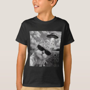 T-shirt Chat Alien Selfie UFO Hommes Femmes Graphique Drôl
