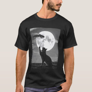 T-shirt Chat Alien UFO Drôle Silhouette de Chat Soucoupes