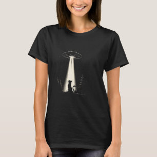 T-shirt Chat Alien Vaisseau Spatial UFO Kitty Sci-Fi Galax