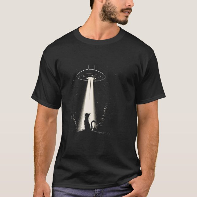 T-shirt Chat Alien Vaisseau Spatial UFO Kitty Sci-Fi Galax (Devant)