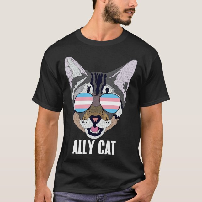 T-shirt Chat allié Chat drôle Fierté trans (Devant)
