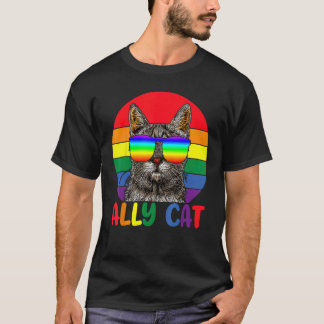 T-shirt Chat allié LGBT Soyez gentil Drapeau arc-en-ciel d
