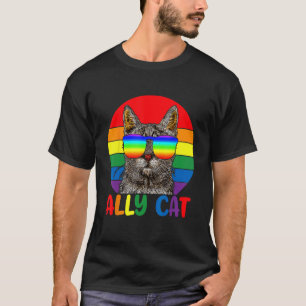 T-shirt Chat allié LGBT Soyez gentil Drapeau arc-en-ciel g