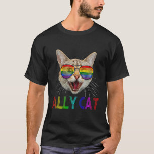T-shirt Chat allié LGBTQ Drapeau arc-en-ciel Fierté gay Ch