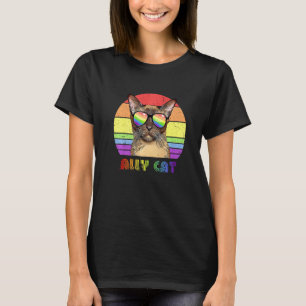 T-shirt Chat Allié LGBTQ Drapeau Arc-en-ciel Fierté Gay LG