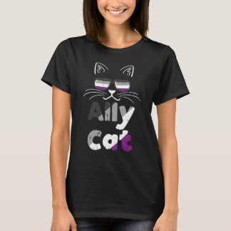 T-shirt Chat allié lunettes de soleil asexyuel Drapeau de 