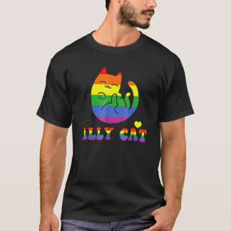 T-shirt Chat allié Mois des fiertés LGBT Chat avec arc-en-