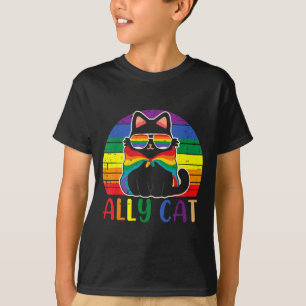 T-shirt Chat Allié Vintage Drôle LGBT Lesbienne Gay Bisexu
