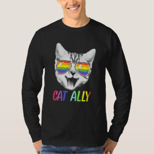 T-shirt Chat Ally Rainbow Lunettes de soleil Lgbt Gay prid