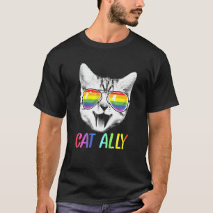 T-shirt Chat Ally Rainbow Lunettes de soleil Lgbt Gay prid