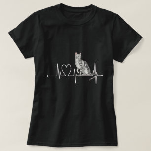 T-shirt Chat américain à poil court Art de rythme cardiaqu