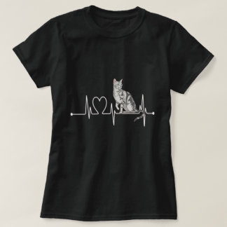 T-shirt Chat américain à poil court Art de rythme cardiaqu
