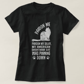 T-shirt Chat américain à poil court drôle qui plaque l'art