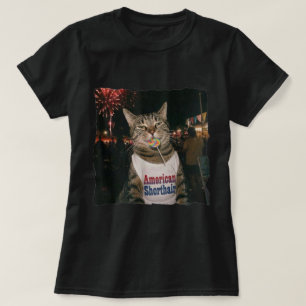 T-shirt Chat américain à poil court Feux d'artifice Sucett