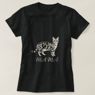T-shirt Chat américain à poil court Maman Art aquarelle