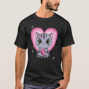 T-shirt Chat Américain Court Mignonne Football Rose