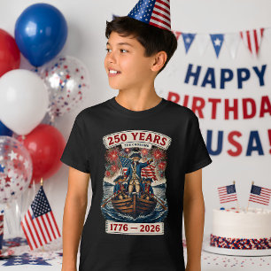 T-shirt Chat Américain Patriotique 250 Ans 1776-2026 Enfan