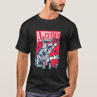 T-shirt Chat Américain Patriotique Fierté Américaine 4 Jui