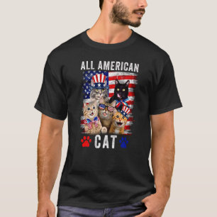 T-shirt Chat américain tout le 4 juillet Merica Chat amér