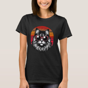 T-shirt Chat American Curl Rétro Lunettes de soleil Couche