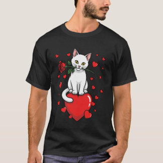 T-shirt Chat Amour Coeur Rose Chat Mignon