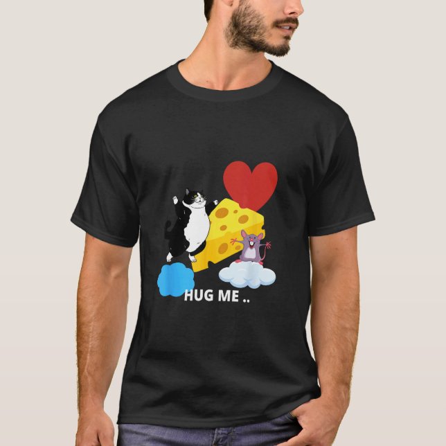T-shirt chat, amour, drôle, souris, échecs (Devant)