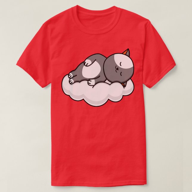 T-shirt Chat Amoureux des chats Dormant Sur Le Nuage (Design devant)
