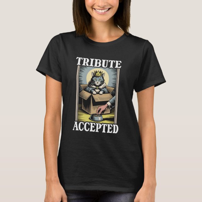 T-shirt Chat amusant dans une boîte de nourriture acceptée (Devant)