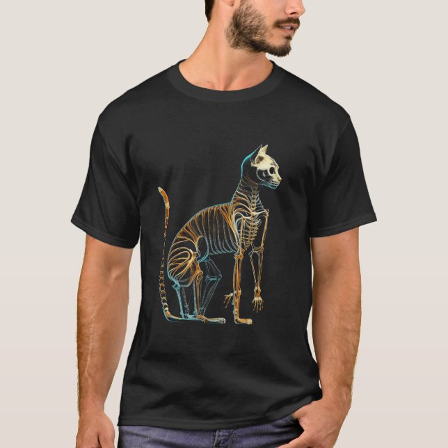 T-shirt Chat Anatomie Feline Skeleton Biologie Enseignant  (Devant)