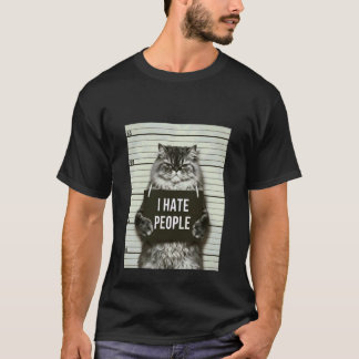 T-shirt Chat Angry Fun Je Déteste les Gens Photo Humour De