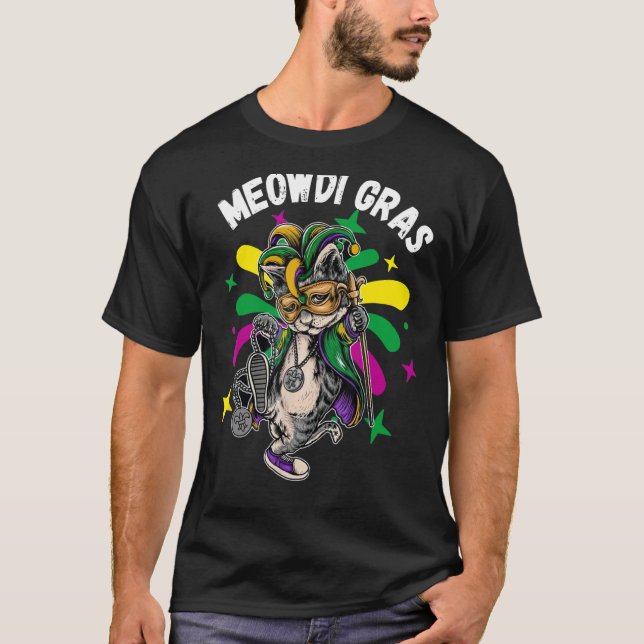 T-shirt Chat Animal Cute Mardi Gras Carnival Jester (Devant)