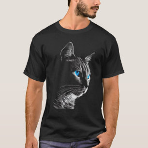 T-shirt Chat Animal De Compagnie - Yeux Bleus Art Chat