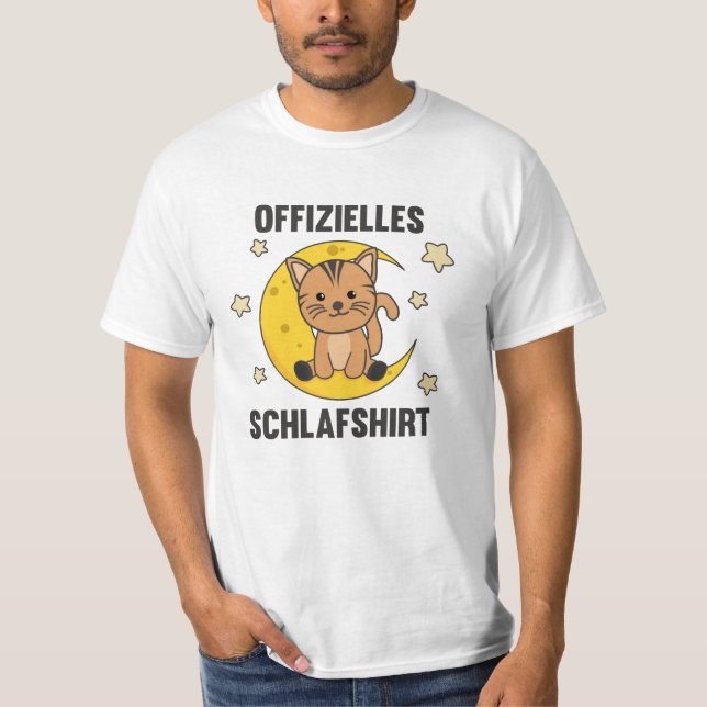 T-shirt Chat animal de lune Chat officiel de sommeil Chemi (Devant)