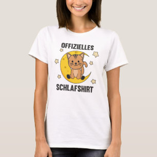 T-shirt Chat animal de lune Chat officiel de sommeil Chemi