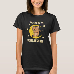 T-shirt Chat animal de lune Chat officiel de sommeil Chemi