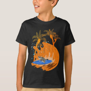 T-shirt Chat Animal De Surfeur Drôle Planche De Surf Océan