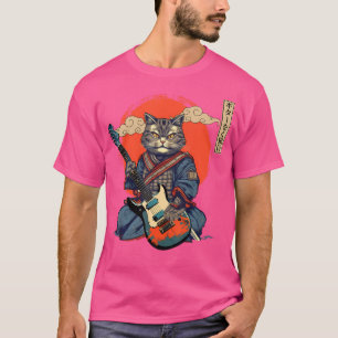 T-shirt Chat Anime Japonais Samurai Tattoo Kawaii Ninja Gu