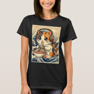 T-shirt Chat Anime Ramen Joueur Art Japonais Rétro Vintage