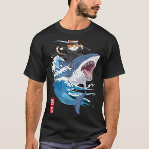 T-shirt Chat Anime Requin Japonais Chat Kawaii Cadeaux Pou