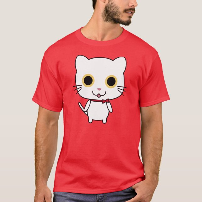 T-shirt Chat anthropomorphique blanc (Devant)