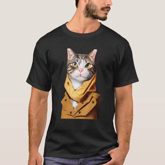 T-shirt Chat Anthropomorphique Suite Habille Comme Un Hum (Devant)