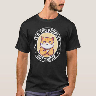 T-shirt Chat Antisocial Trop de Gens Dehors Antisocial Je