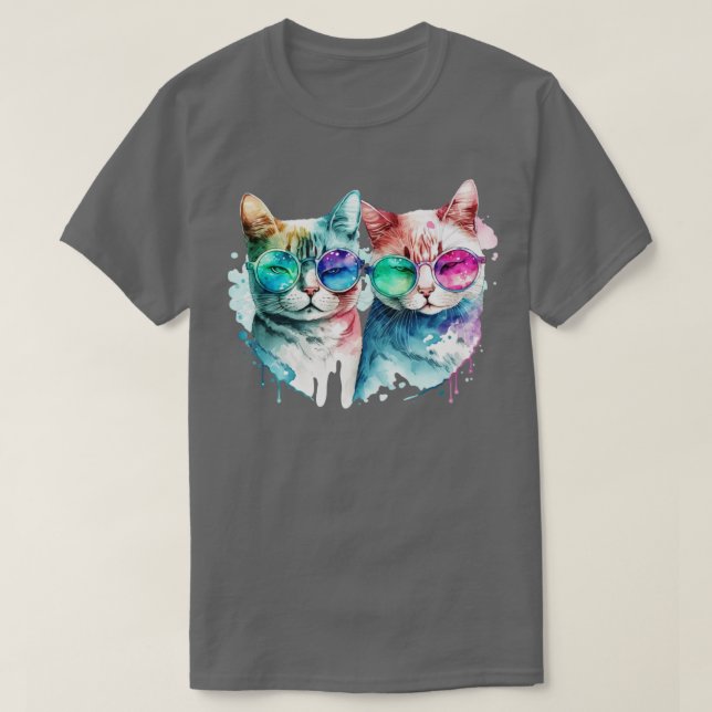 T-shirt Chat aquarelle (Design devant)